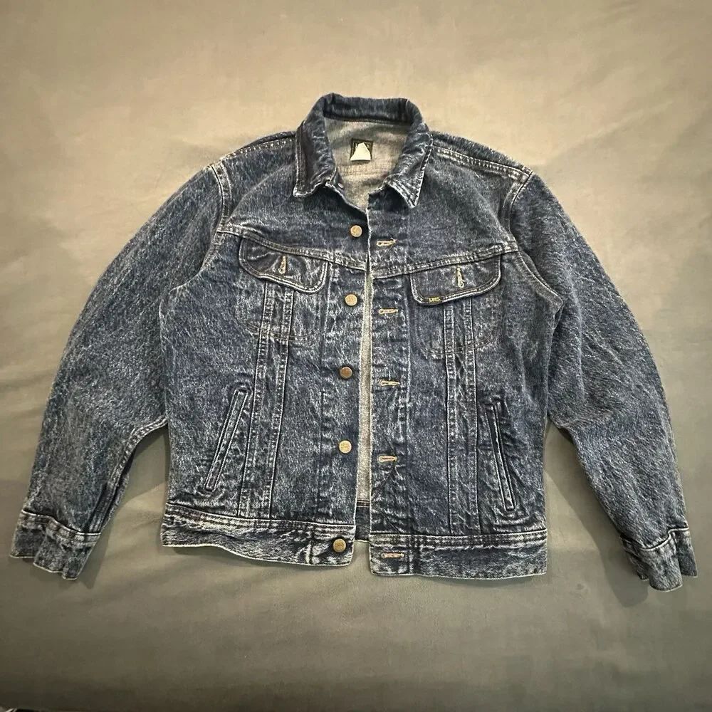 Vintage 80s 90s Lee Riders Jean Jacket Denim Trucker Mens 36 Dark Acid Wash